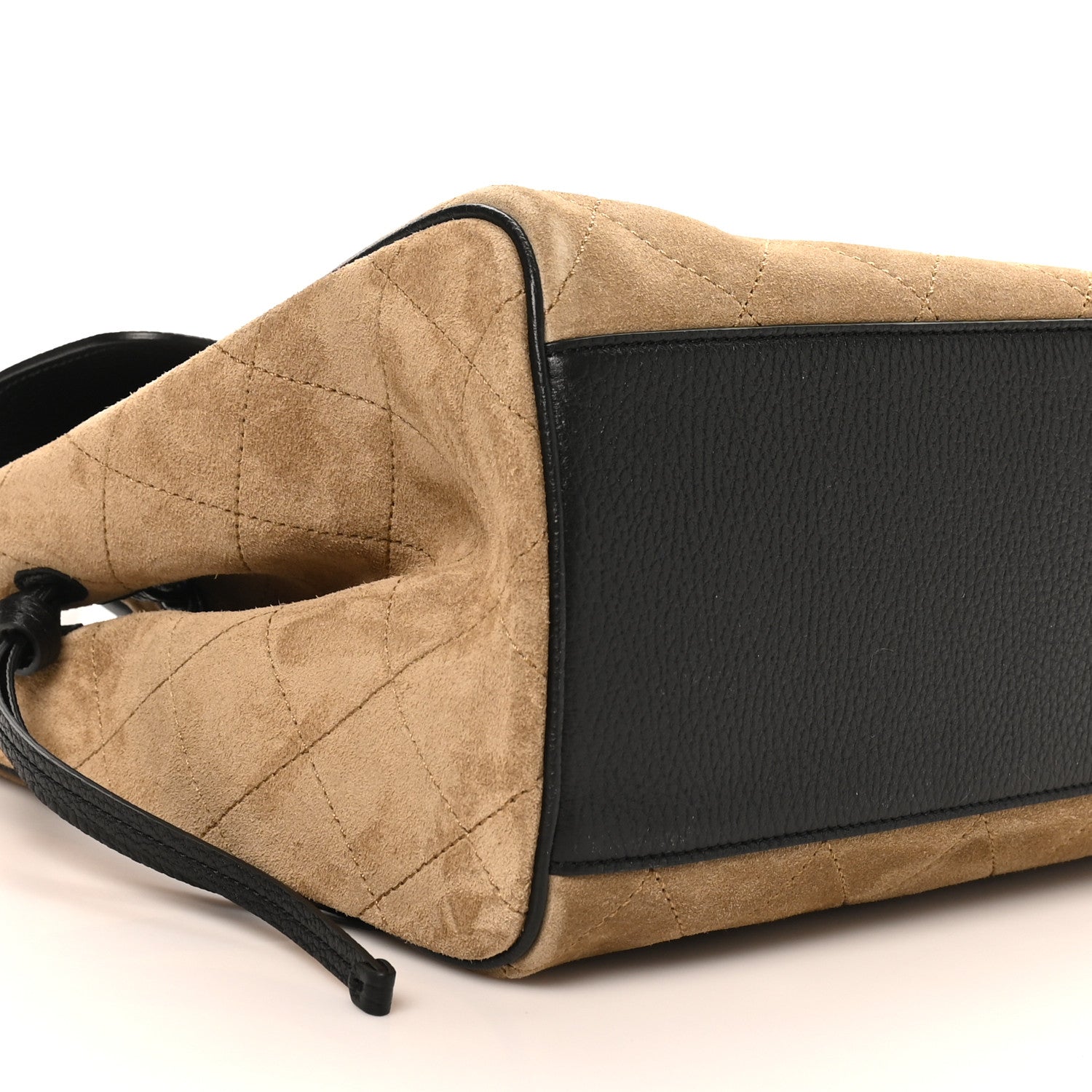 Grained Calfskin Suede Urban Essentials Large Shopping Bag Dark Beige Black Dark Beige Black