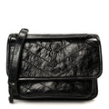 Crinkled Calfskin Matelasse Monogram Baby Niki Chain Satchel Black