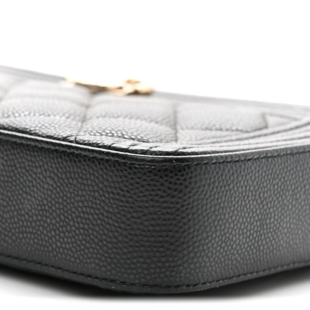 Caviar Quilted Small Boy Clutch With Chain Black