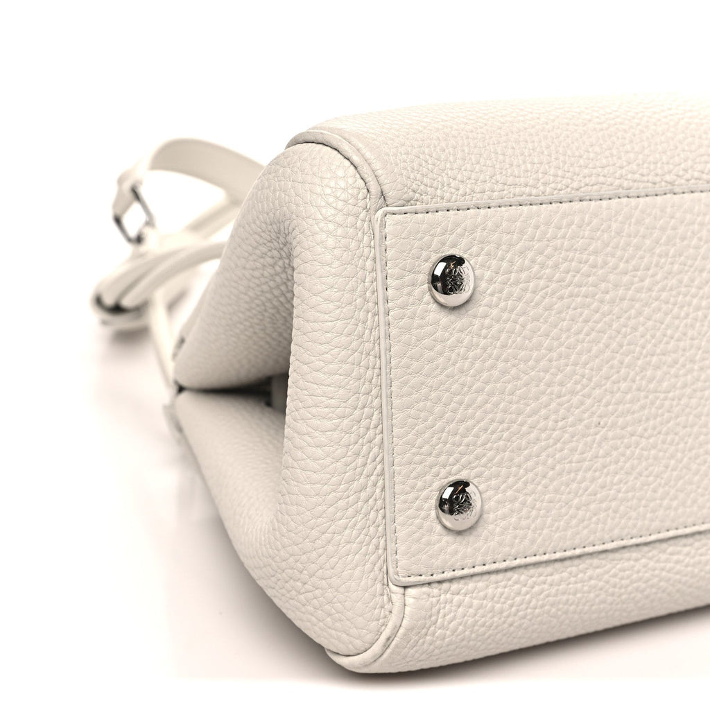 Supple Grained Calfskin Small Madrid Bag Soft White