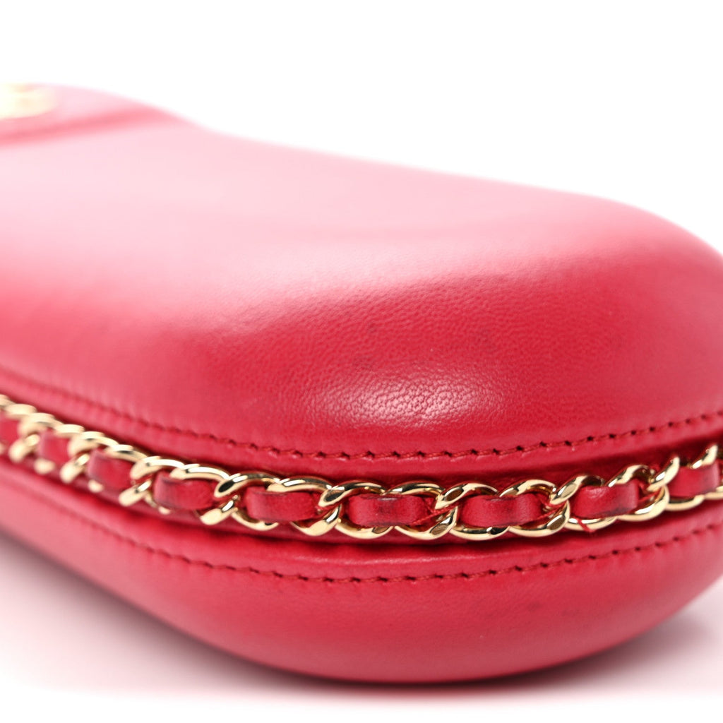 Lambskin Chain Around Phone Holder Red
