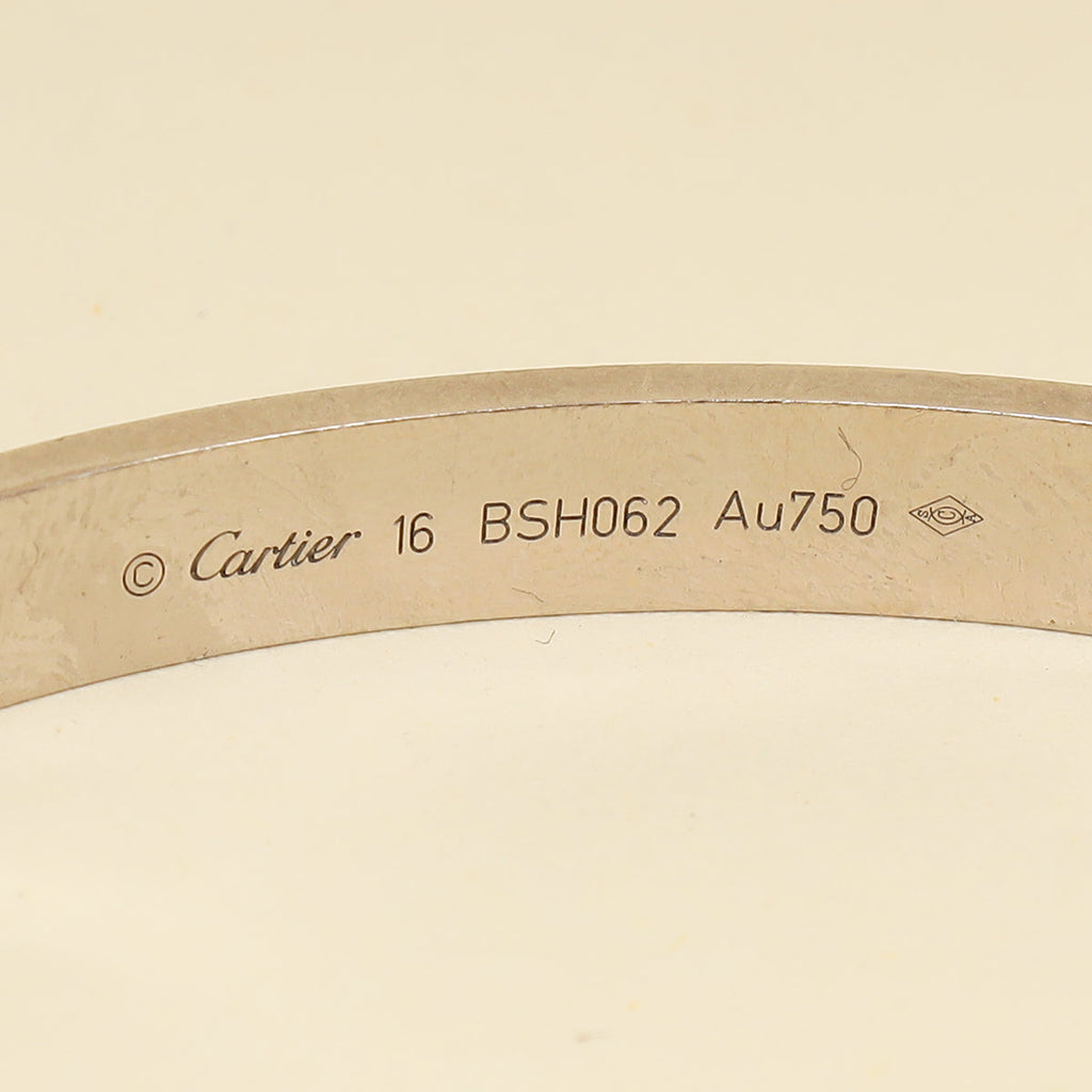 Cartier 18K White Gold Classic Model Love 6.1mm Bracelet 16