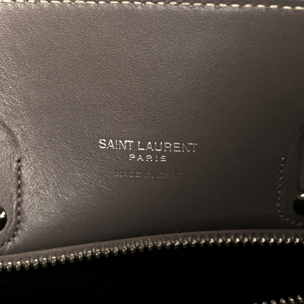 Grained Calfskin Topstich Baby Sac De Jour Grey