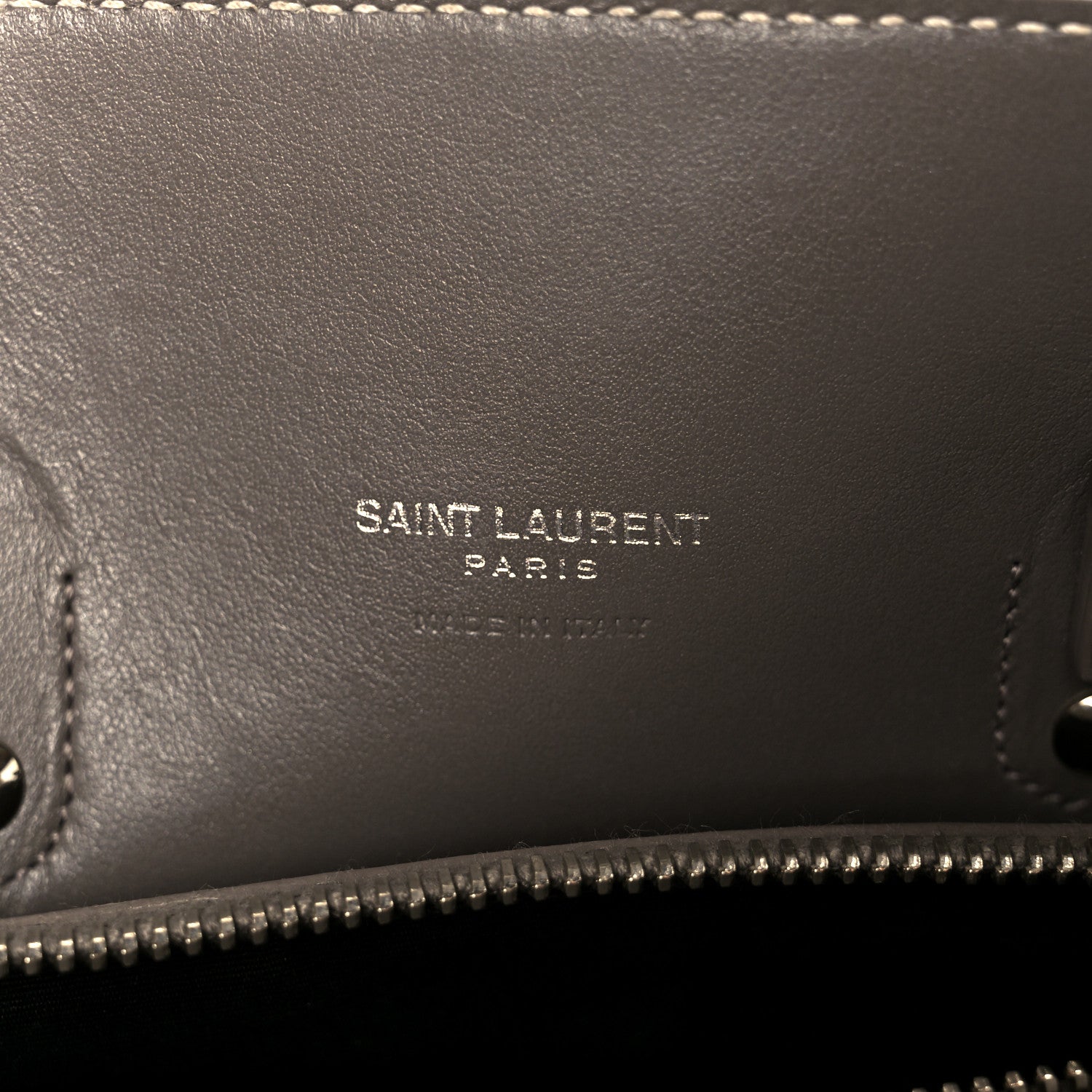 Grained Calfskin Topstich Baby Sac De Jour Grey