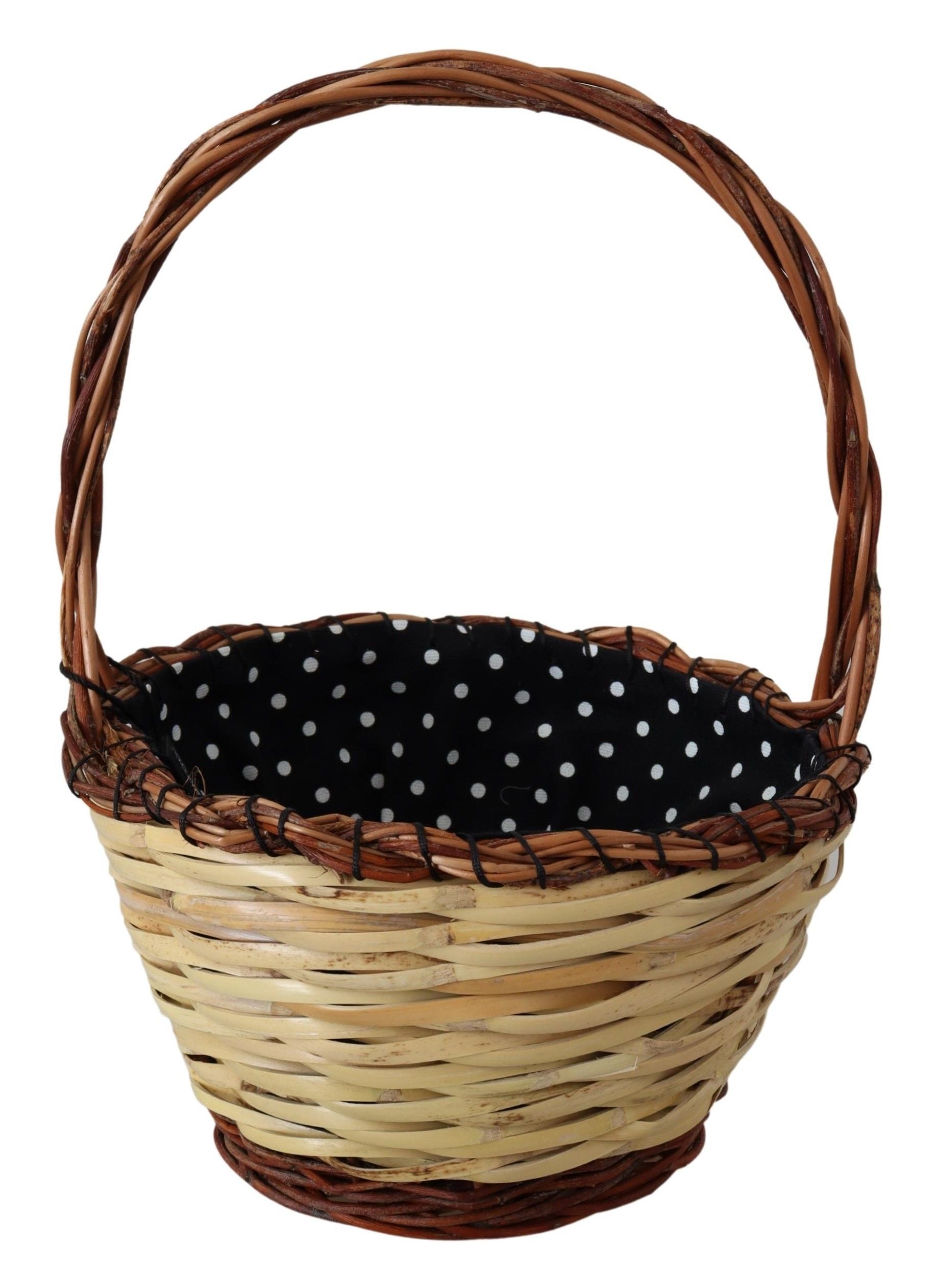 Dolce & Gabbana Beige Wood Wicker Rattan Basket Tote Women's Bag