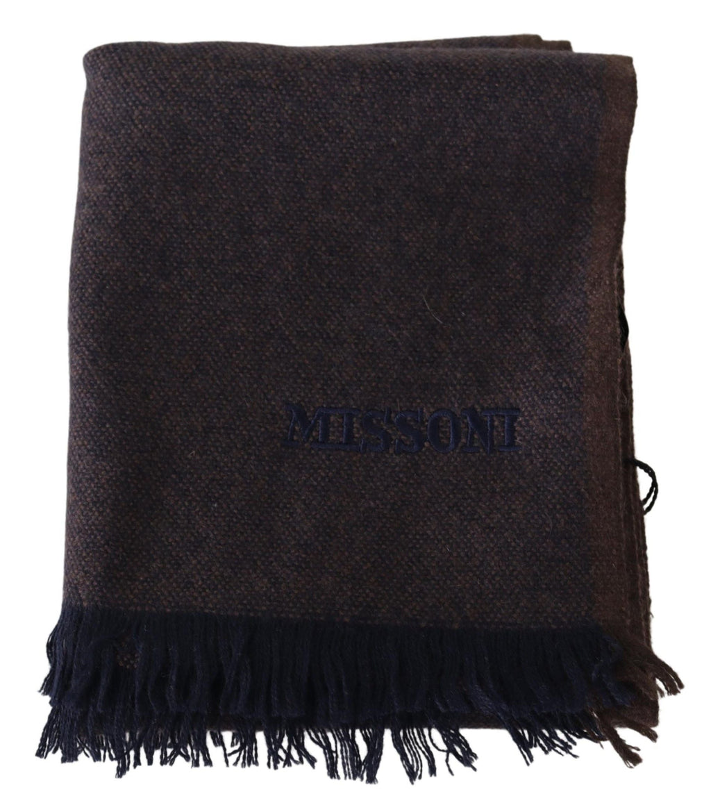 Missoni Brown 100% Cashmere Unisex Neck Wrap Fringes Men's Scarf