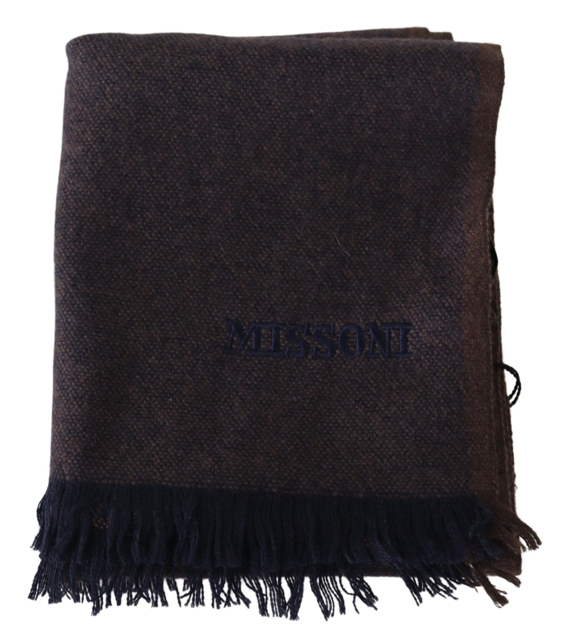 Missoni Brown 100% Cashmere Unisex Neck Wrap Fringes Men's Scarf