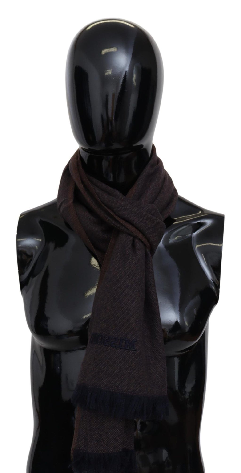 Missoni Brown 100% Cashmere Unisex Neck Wrap Fringes Men's Scarf