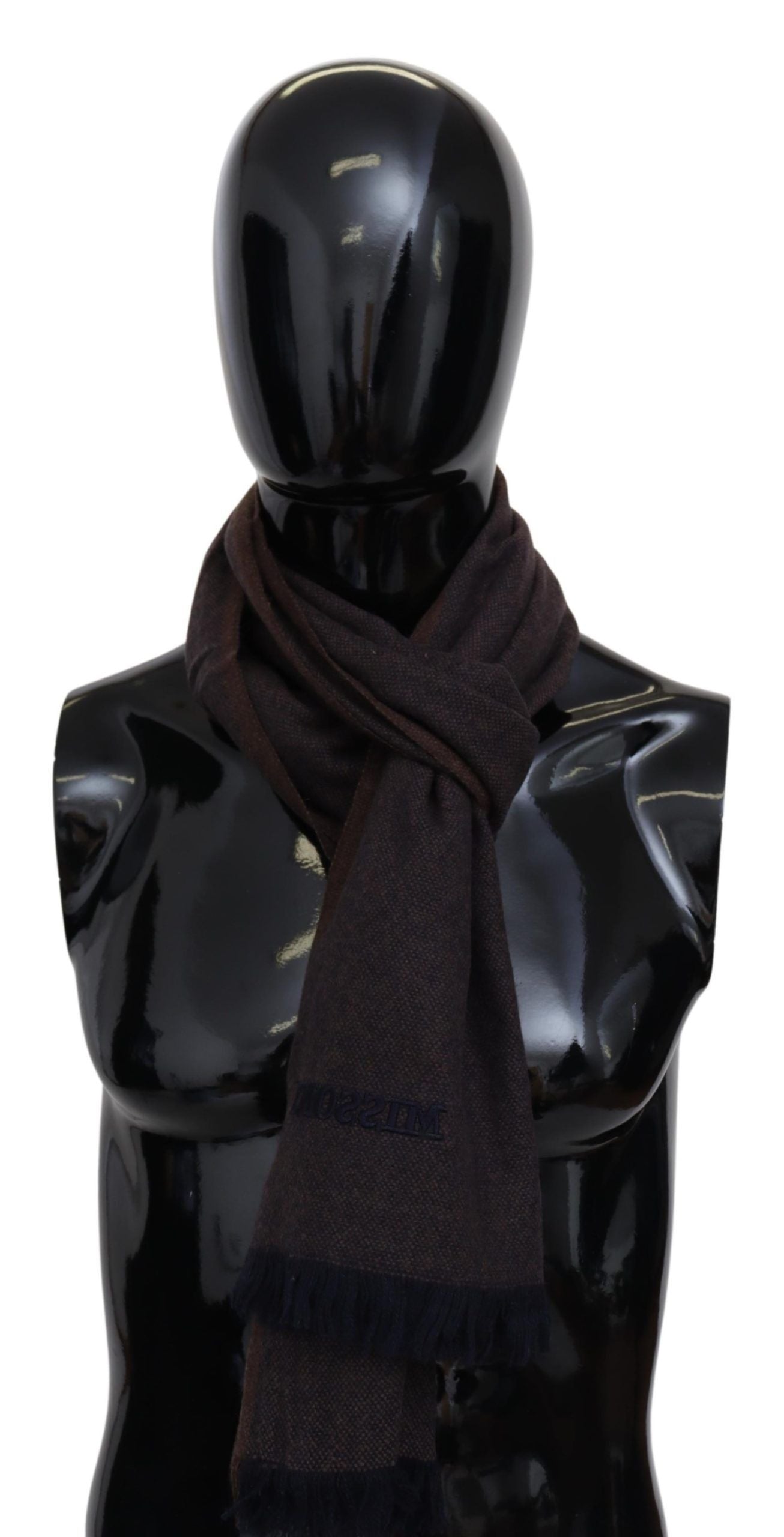 Missoni Brown 100% Cashmere Unisex Neck Wrap Fringes Men's Scarf