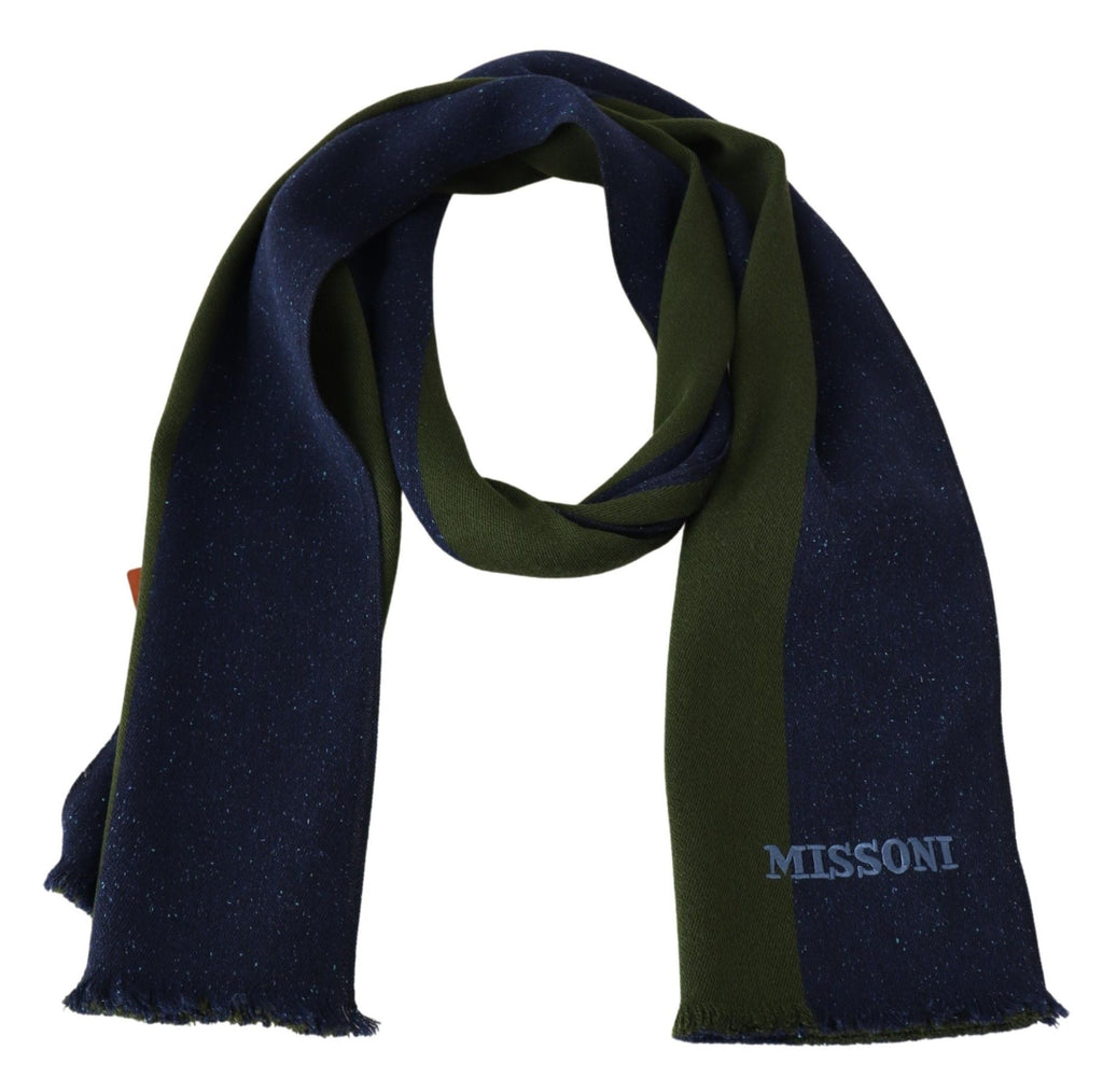 Missoni Men's Green Wool Unisex Neck Wrap Shawl Men's Blue