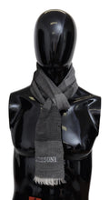 Missoni Gray Striped Wool Unisex Neck Wrap Fringes Men's Scarf