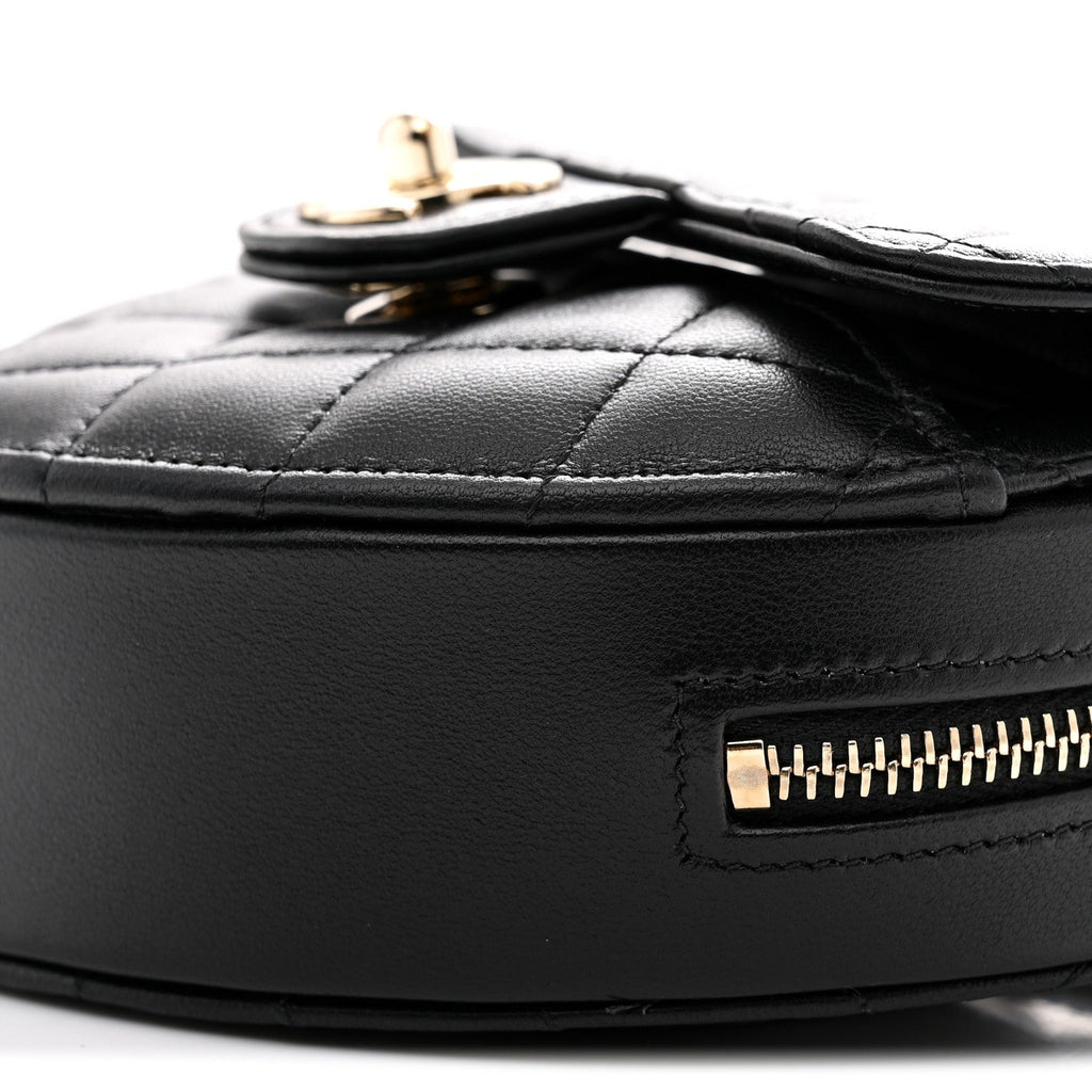Lambskin Quilted CC In Love Heart Clutch With Chain Black