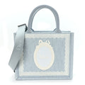 Oblique Embroidered Lace Dior Medallion Small Book Tote With Strap Celestial Blue White