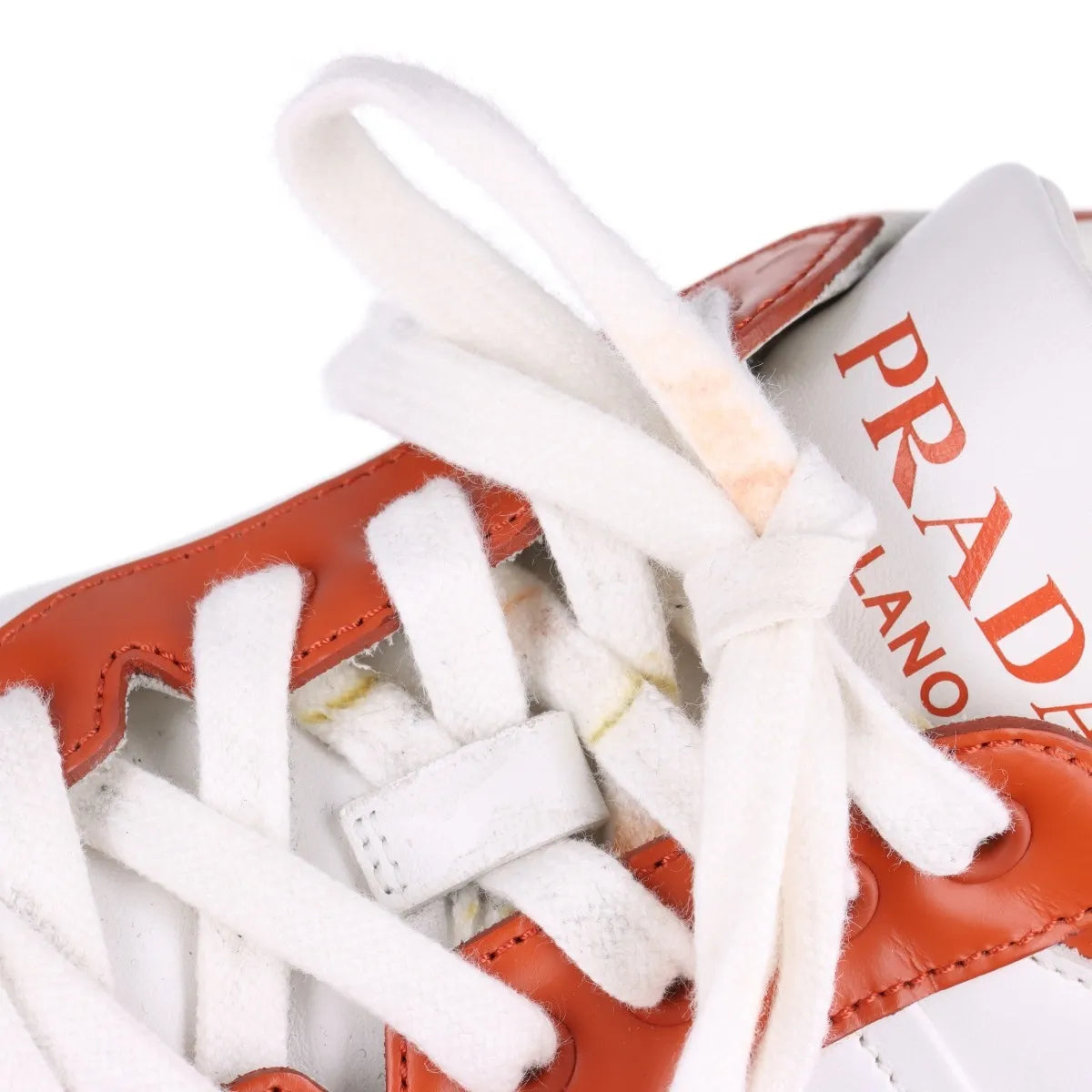Prada Downtown Leather Sneaker Brown x White