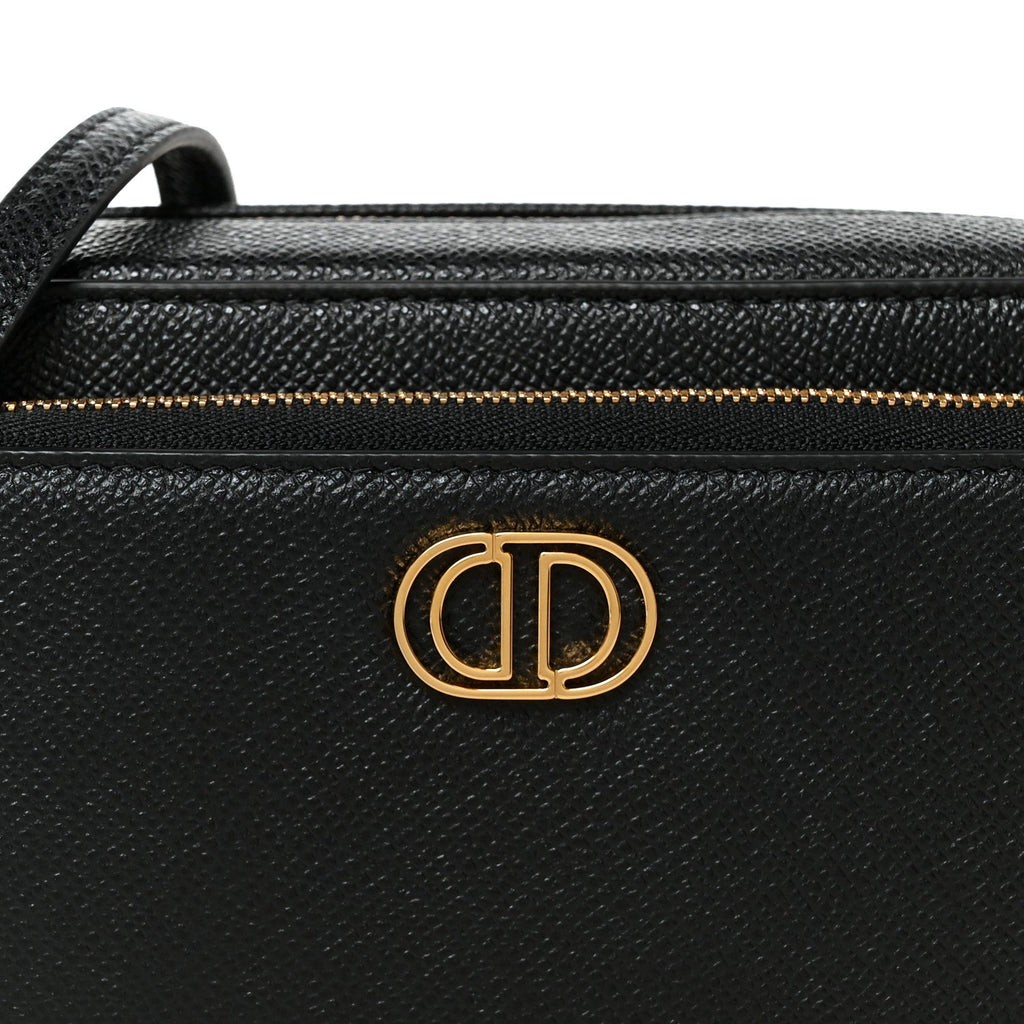 Grained Calfskin Caro Double Pouch Black
