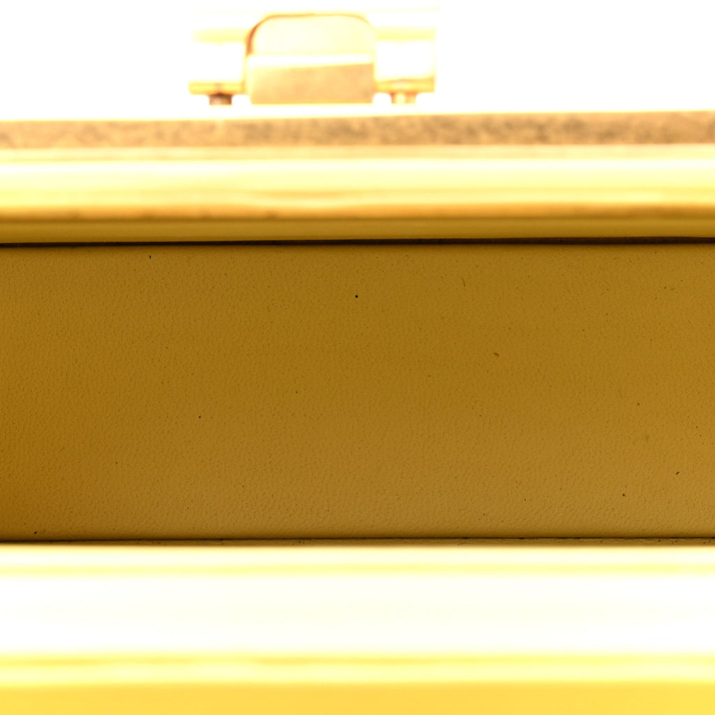 Calfskin Crocodile Embossed Daisey Box Clutch Yellow