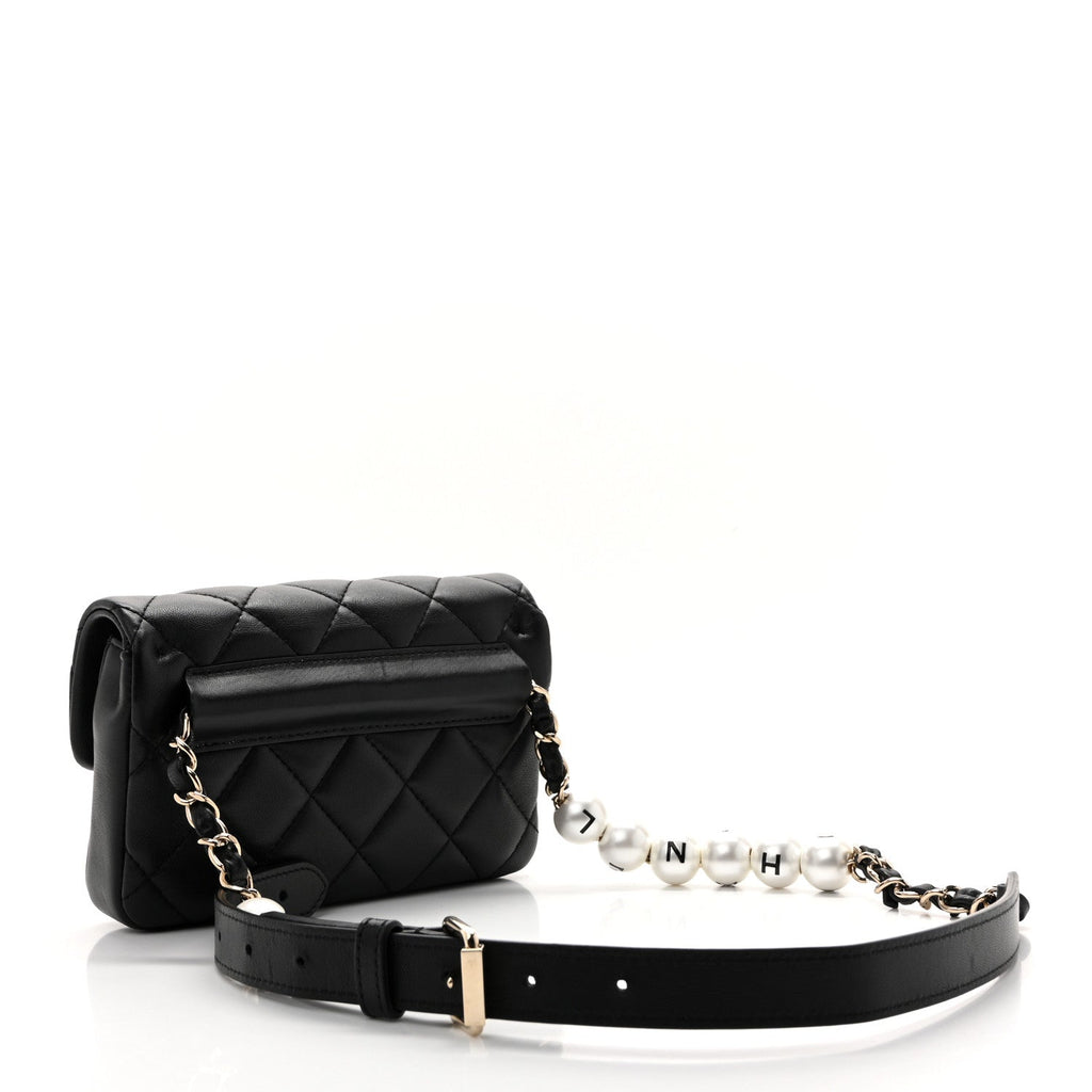 Lambskin Quilted Mini My Precious Waist Bag Black