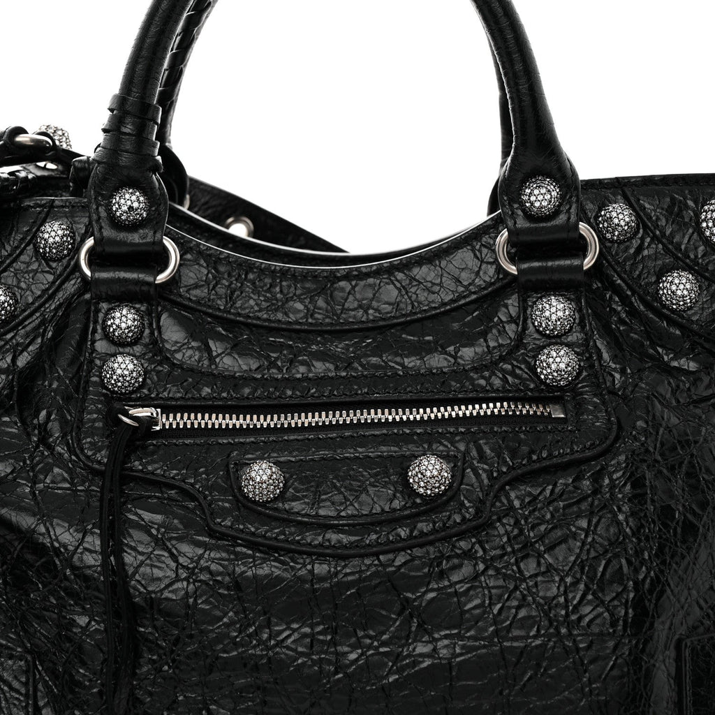Agneau Arena Crystal Neo Cagole City Handbag Black