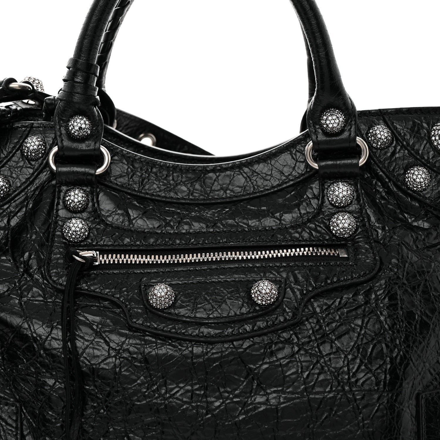 Agneau Arena Crystal Neo Cagole City Handbag Black