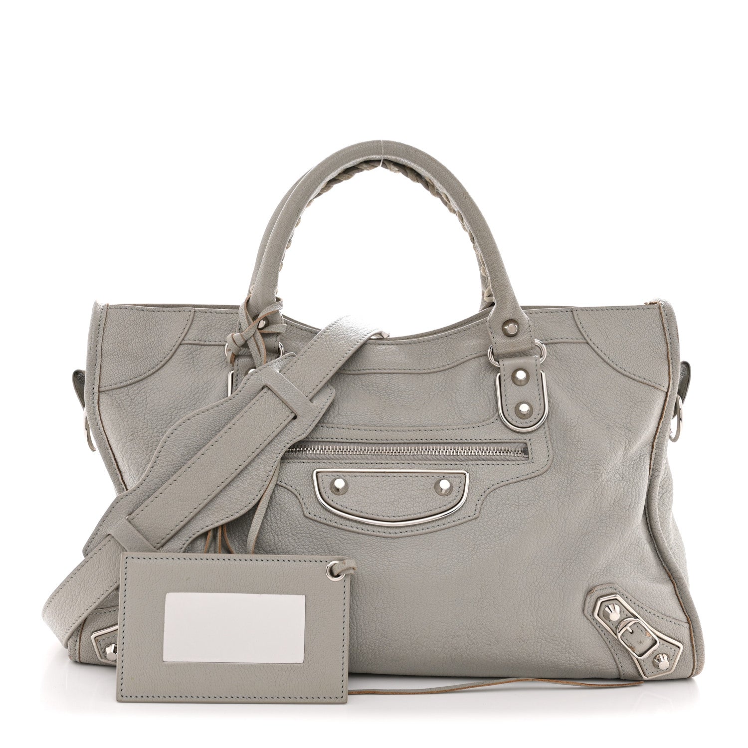 Chevre Silver Metallic Edge Hardware City Gris Glace