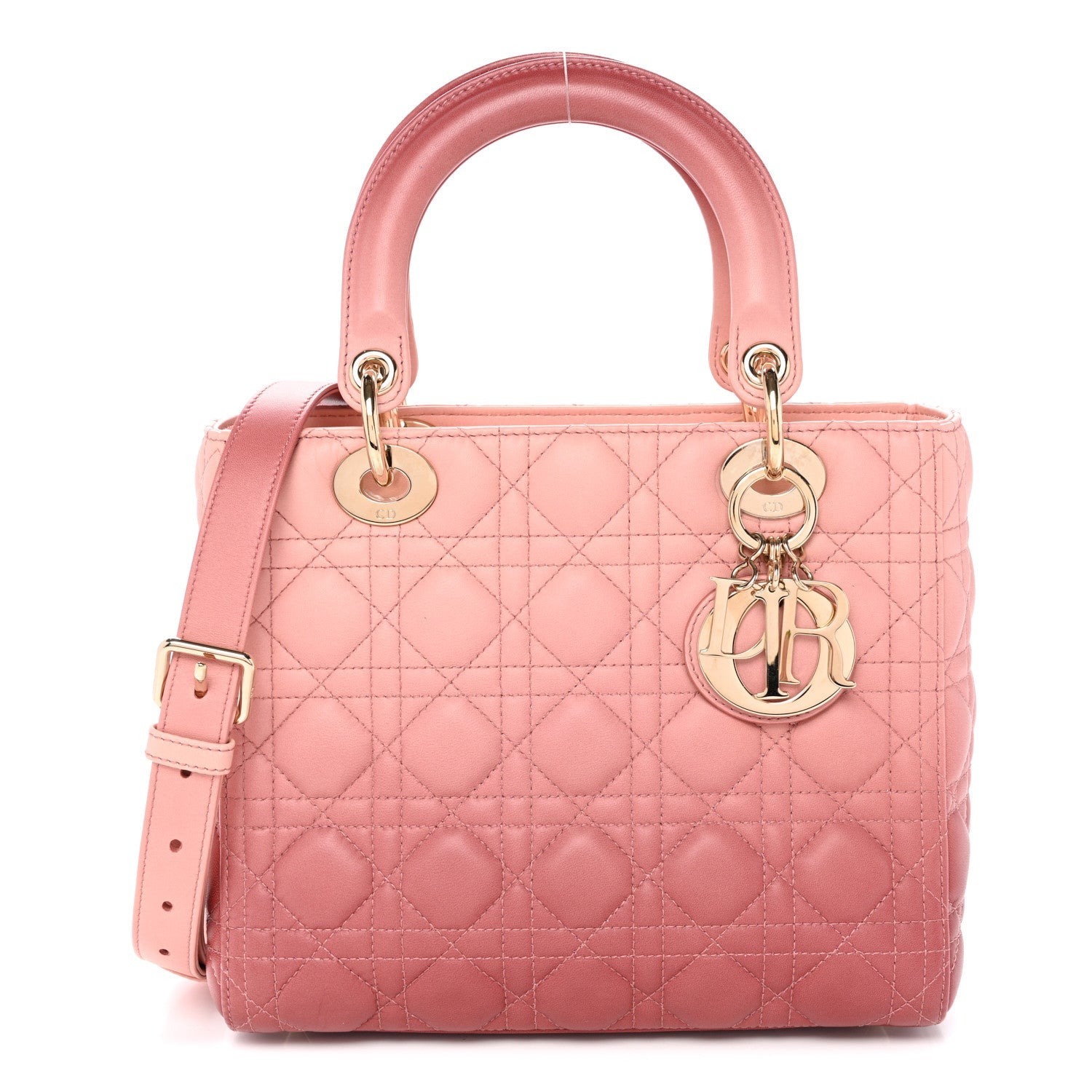 Lambskin Cannage Gradient Medium Lady Dior Pink