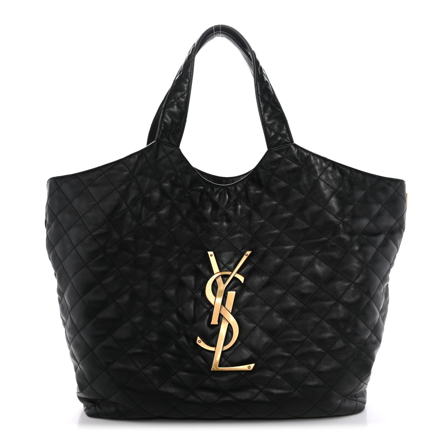 Lambskin Quilted Maxi Icare Shopping Tote Black