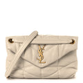 Lambskin Quilted Small Loulou Puffer Monogram Chain Satchel Blanc Vintage