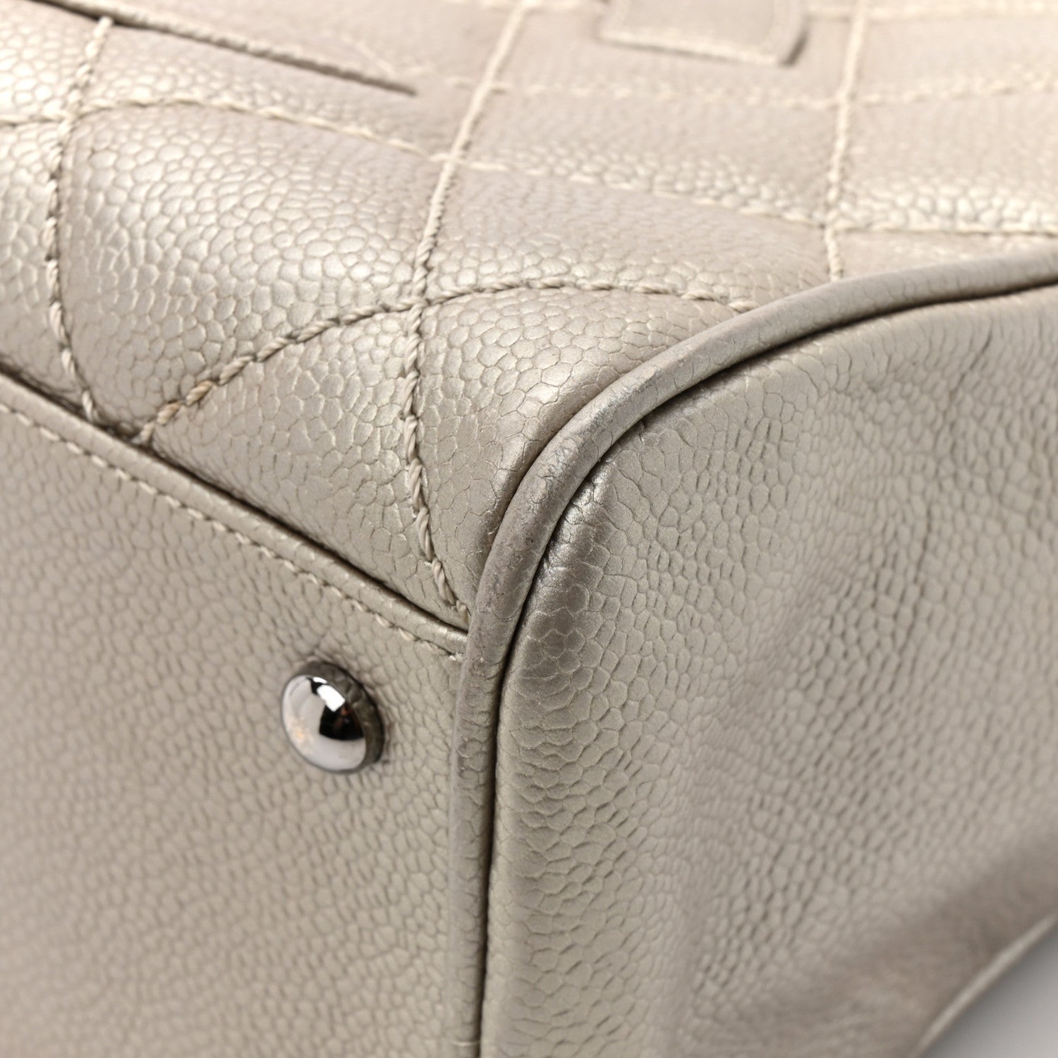 Metallic Caviar Quilted Timeless Bowler Silver