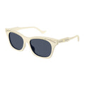 Gucci Sunglasses Square Full Rim, Ivory with Stones Frame and Blue Lens GG1299S004