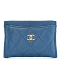 Caviar Quilted Card Holder Blue