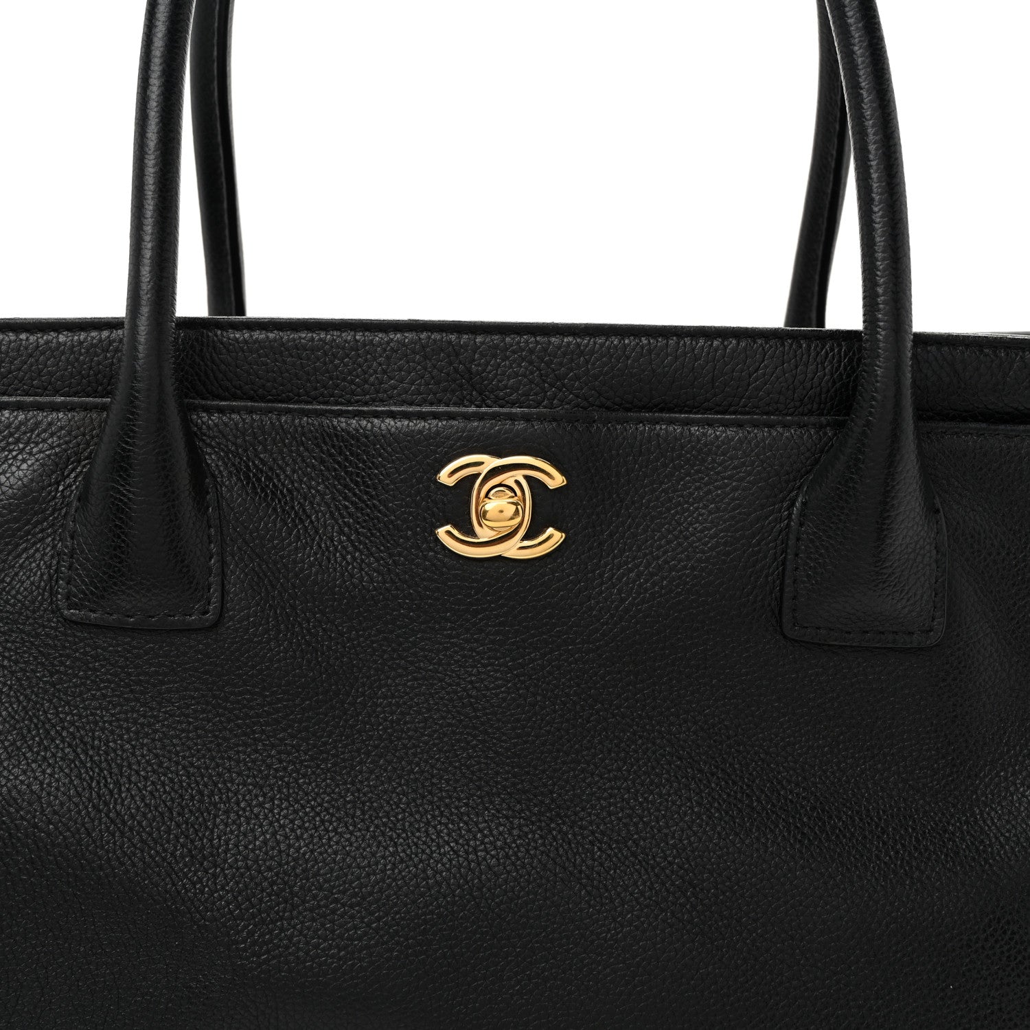 Calfskin Cerf Executive Shopper Tote Black