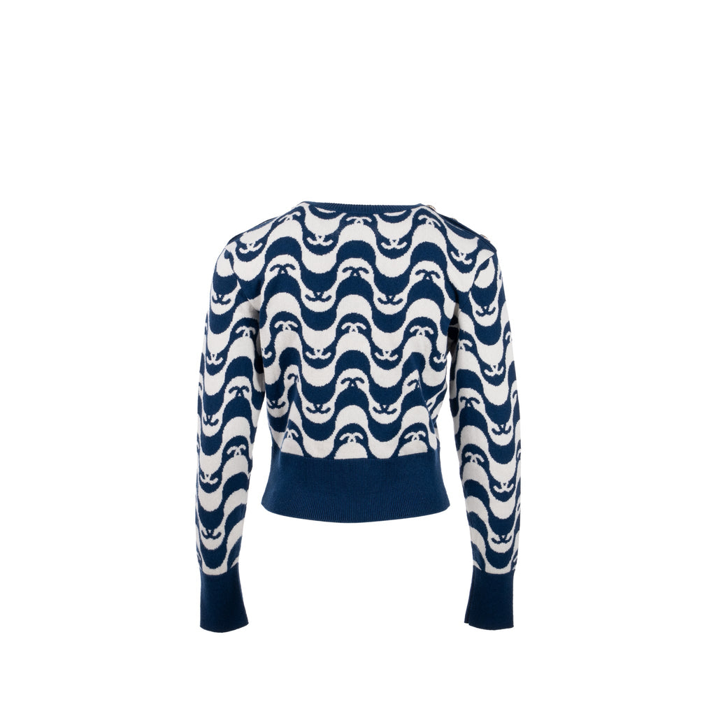 Chanel size 34 cashmere sweater blue/white