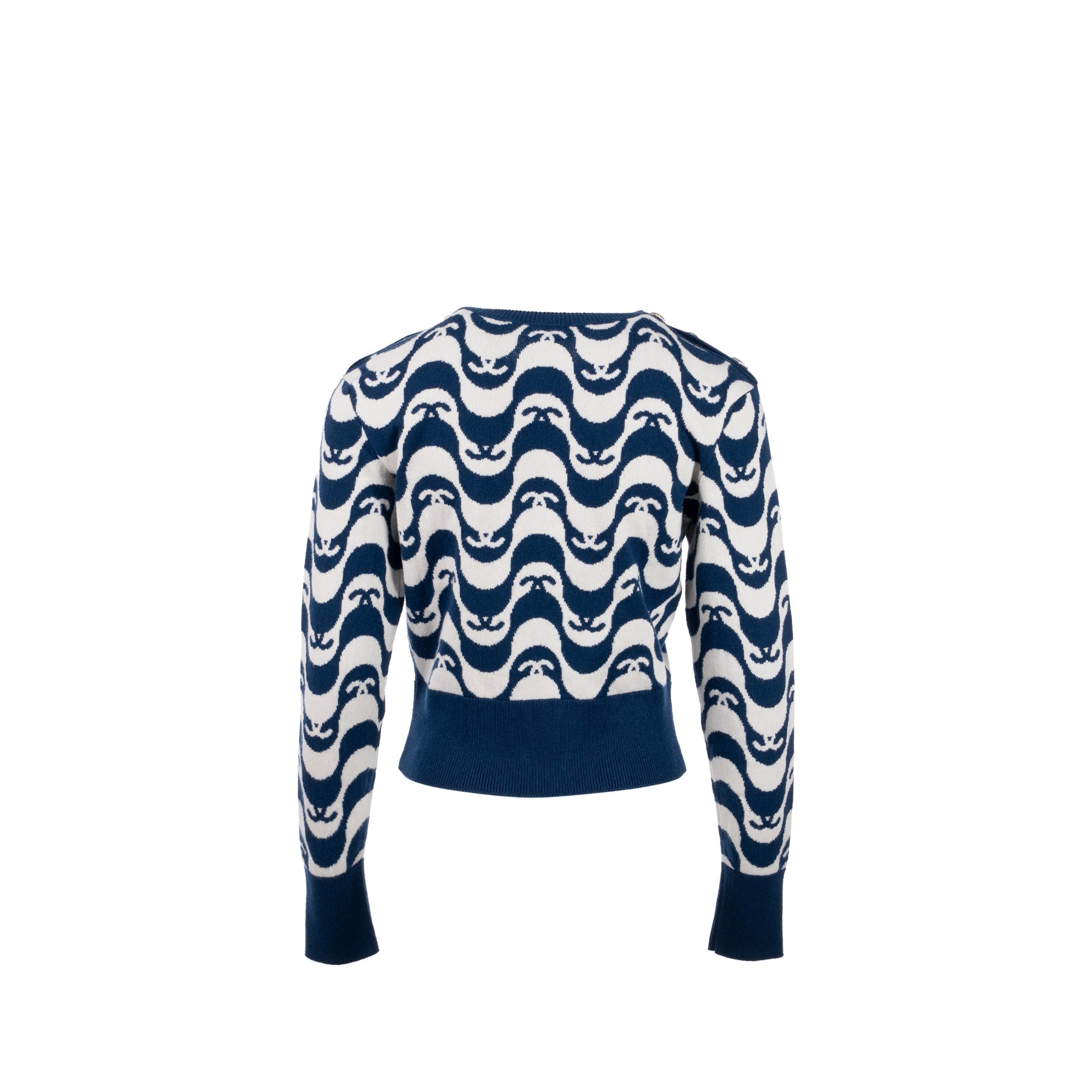 Chanel size 34 cashmere sweater blue/white