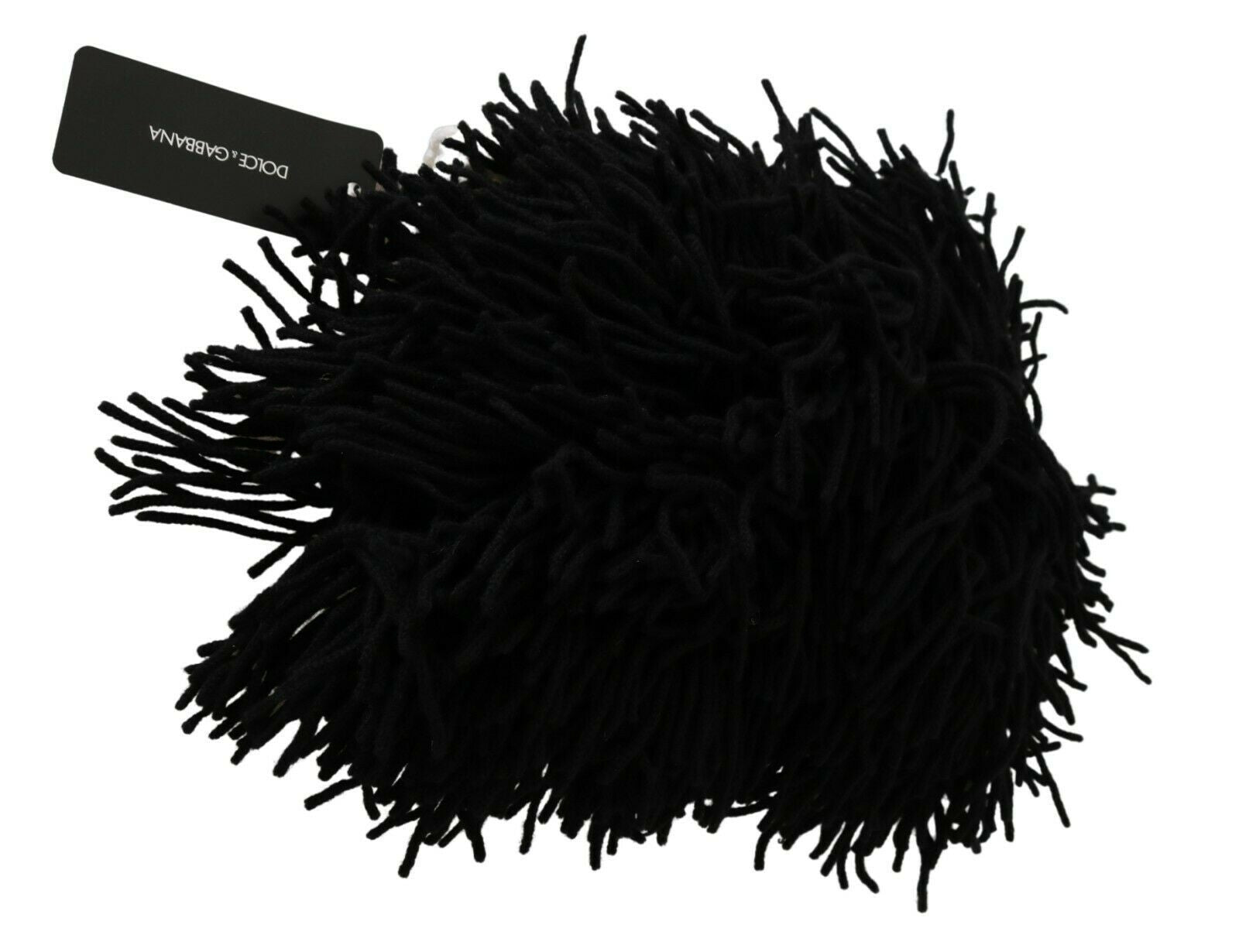 Dolce & Gabbana Black White Knitted Cashmere Animal Design Women's Hat