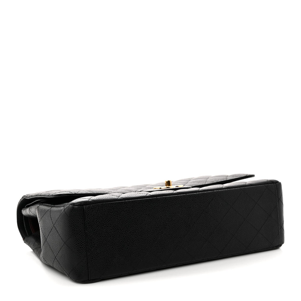 Caviar Quilted Maxi Double Flap Black