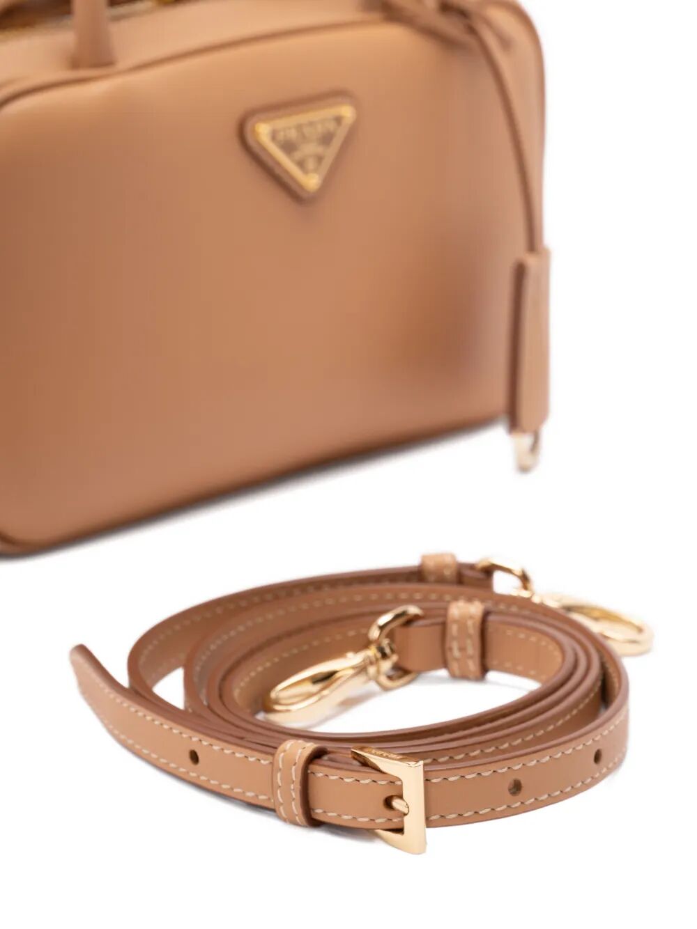 Prada Women Mini Leather Top Handle Bag With Shoulder Strap