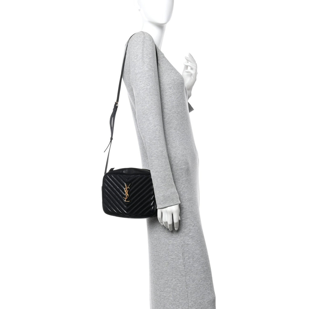 Calfskin Matelasse Monogram Lou Camera Bag Black