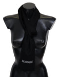 Missoni Black 100% Wool Unisex Neck Wrap Fringes Logo Men's Scarf