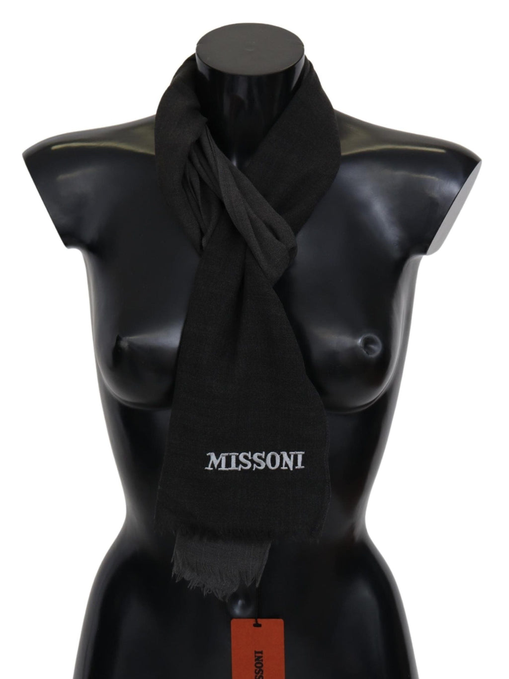 Missoni Black 100% Wool Unisex Neck Wrap Men's Scarf