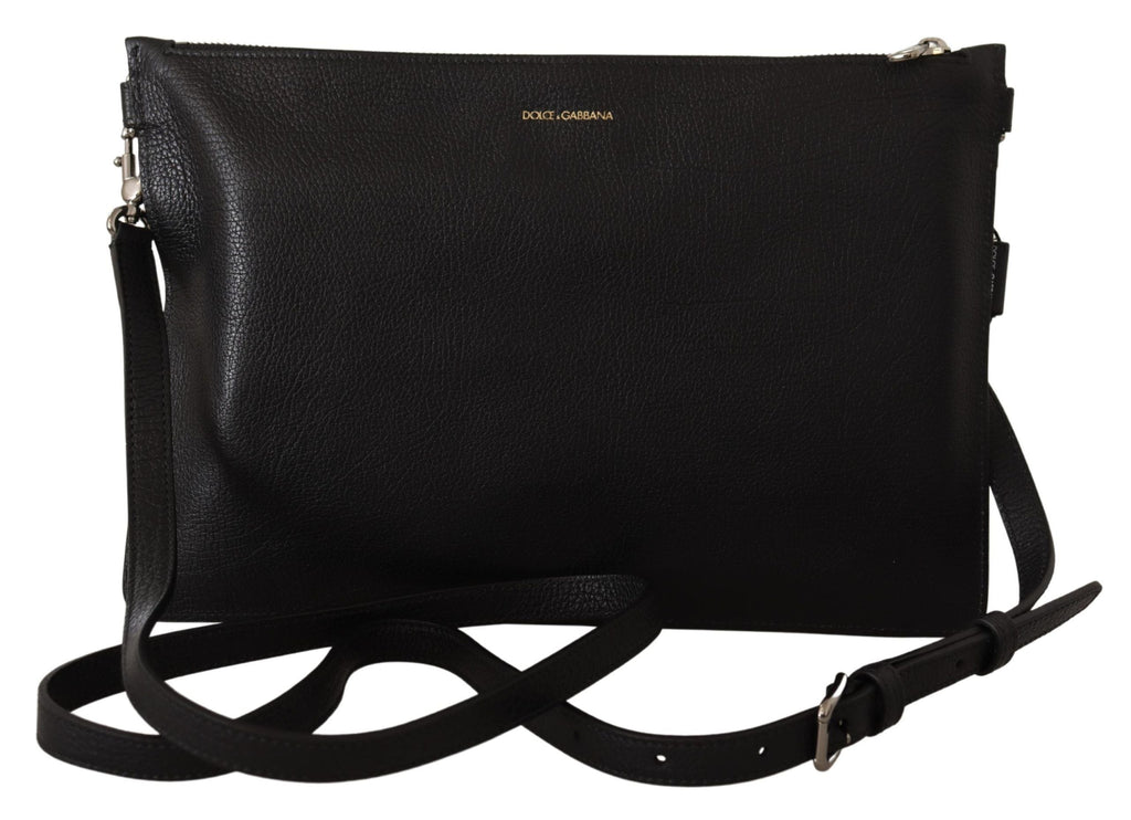 Dolce & Gabbana Black Exotic Leather Shoulder Sling Alta Sartoria Men's Bag