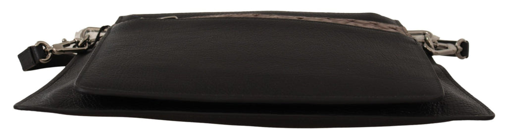 Dolce & Gabbana Black Exotic Leather Shoulder Sling Alta Sartoria Men's Bag