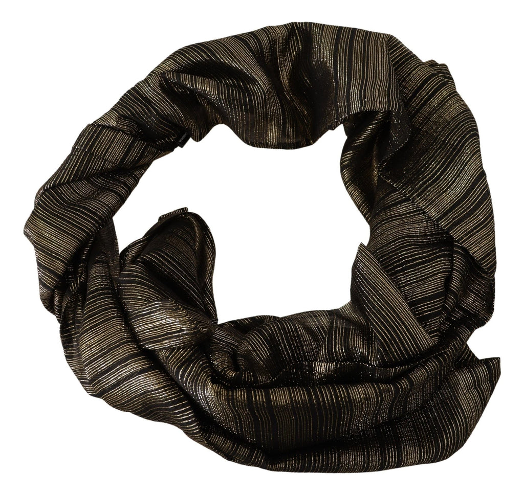 Dolce & Gabbana Metallic Gold Silk Stretch Shawl Wrap Women's Scarf