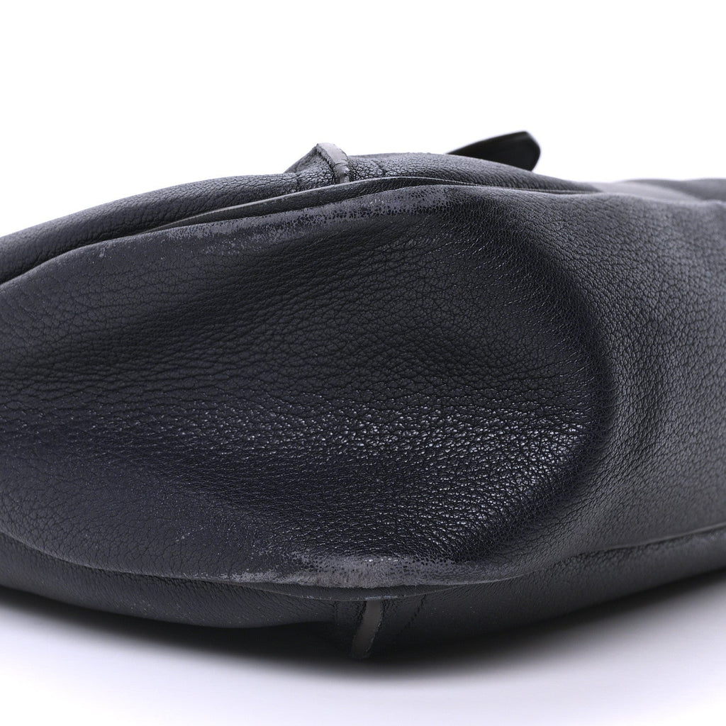 Grained Lambskin Calfskin Medium Lexa Shoulder Bag Navy
