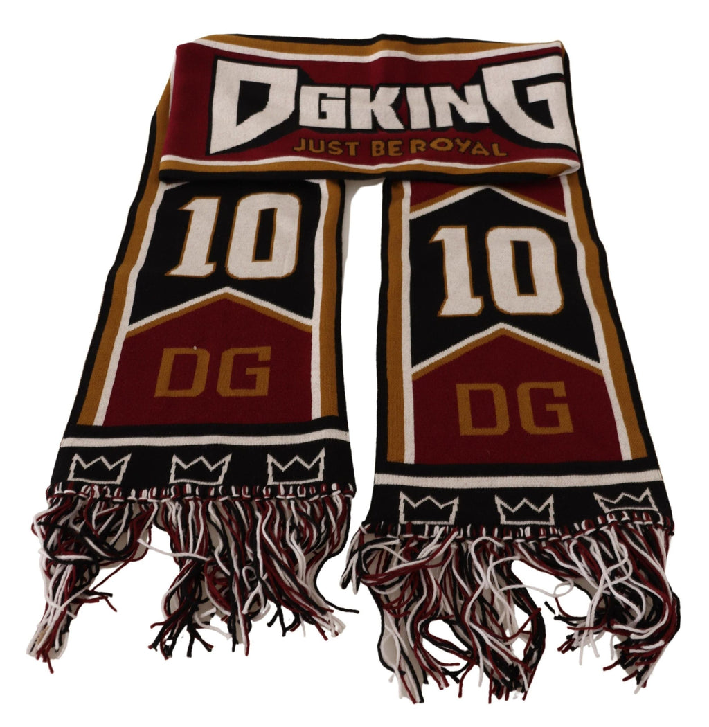 Dolce & Gabbana Multicolor Wool Knit DG King Shawl Wrap Men's Scarf