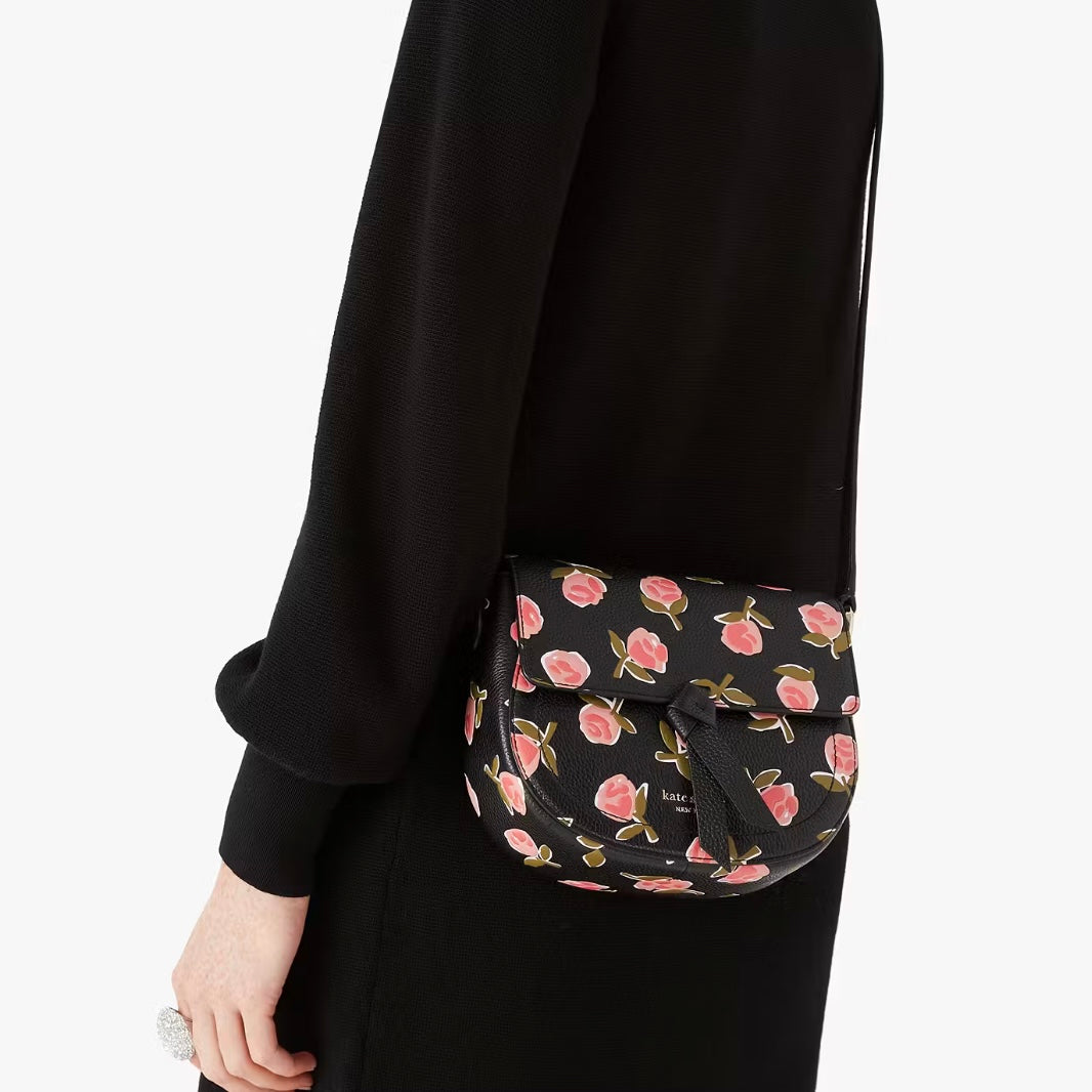 KATE SPADE Knott Ditsy Rose Medium Saddle Crossbody