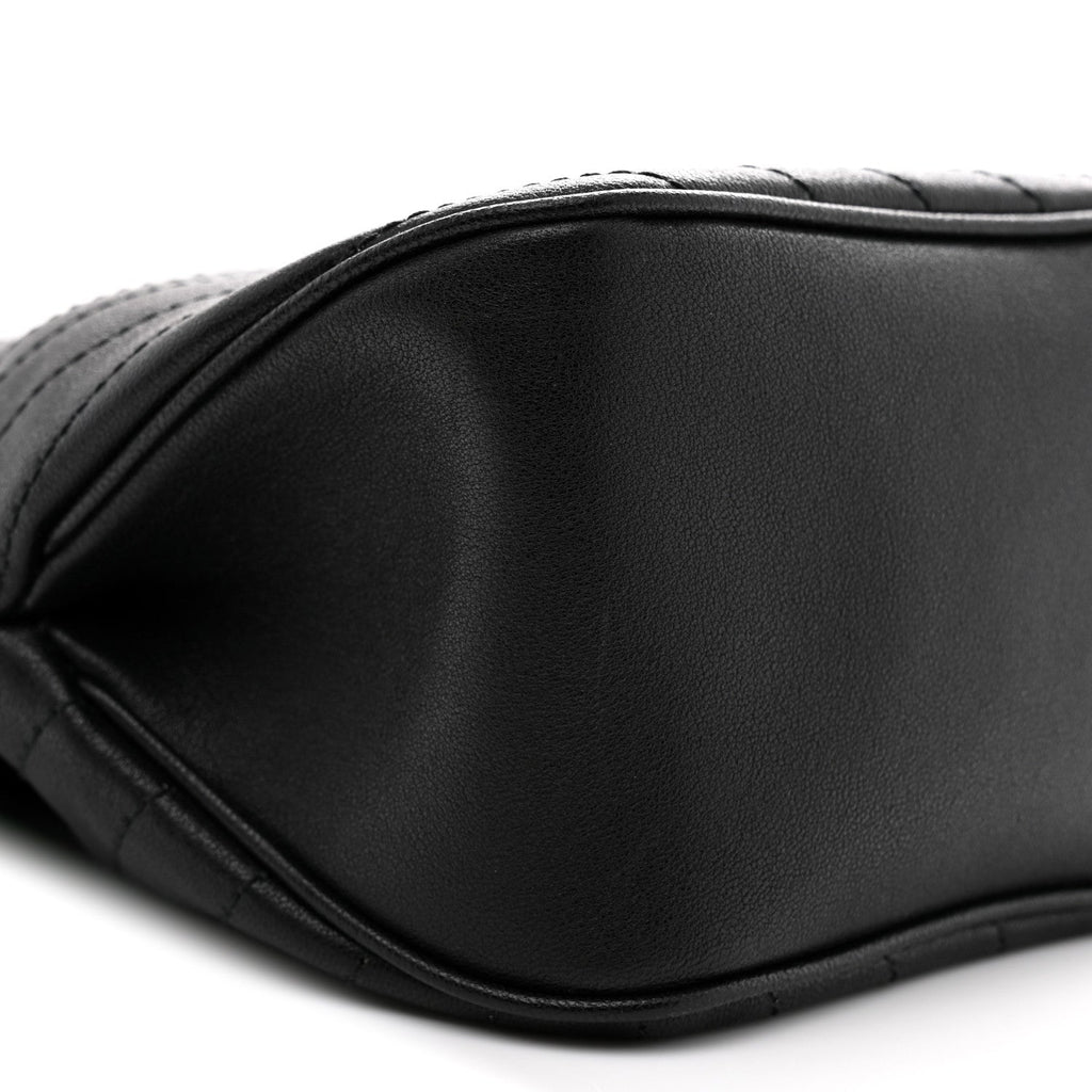 Sakai Be Green Calfskin Diagonal Stitched Mini Blondie Bucket Bag Black