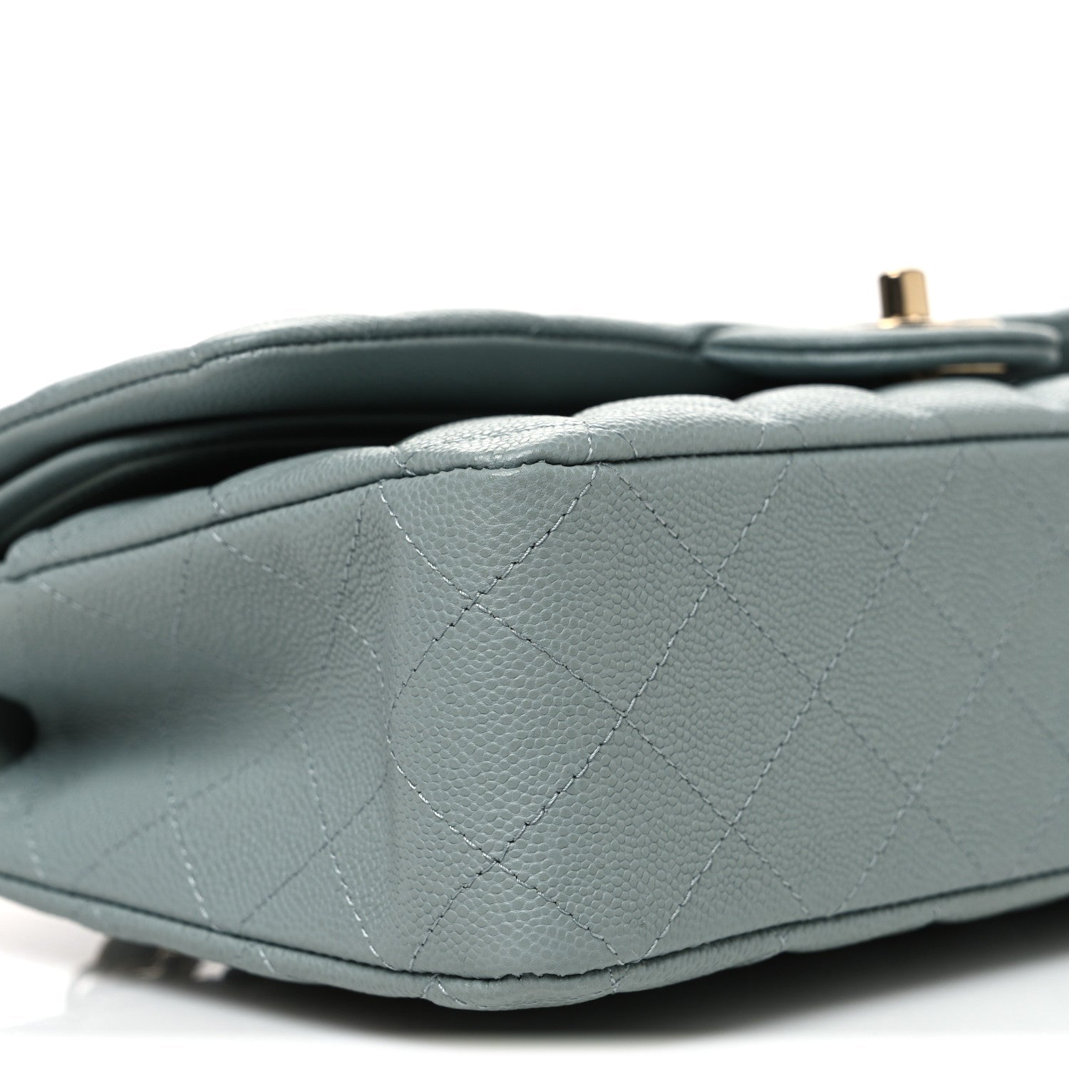 Caviar Quilted Medium Double Flap Light Green
