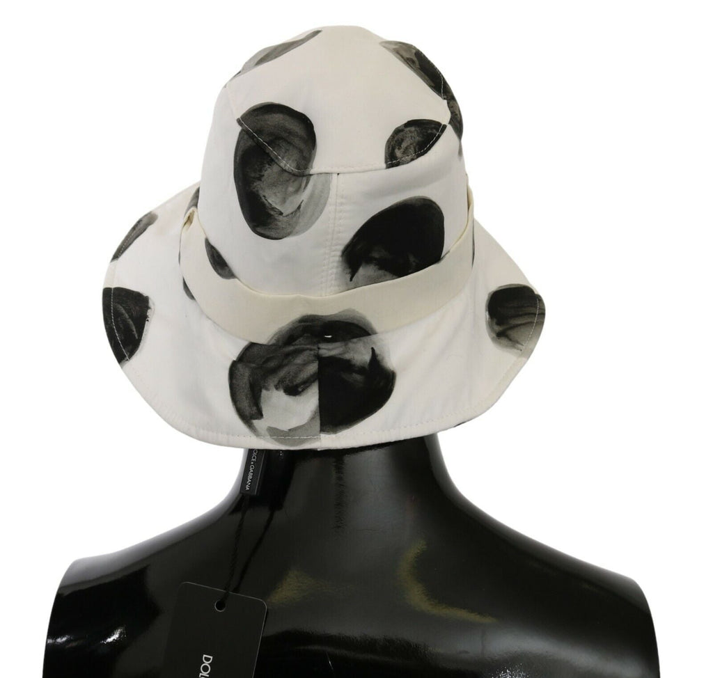 Dolce & Gabbana White Cotton Big Polka Dot Pattern Bucket Women's Hat