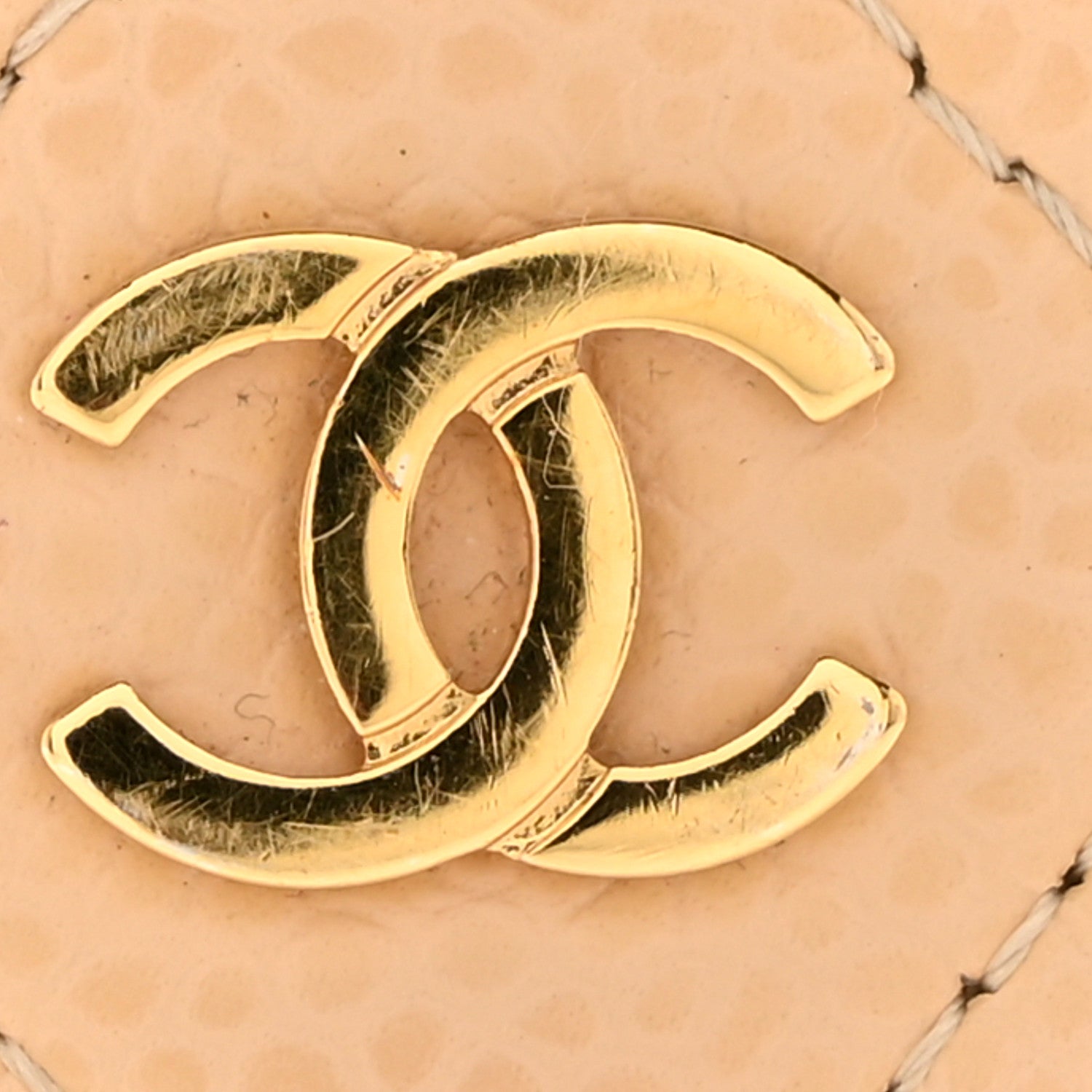 Caviar Quilted Card Holder Beige