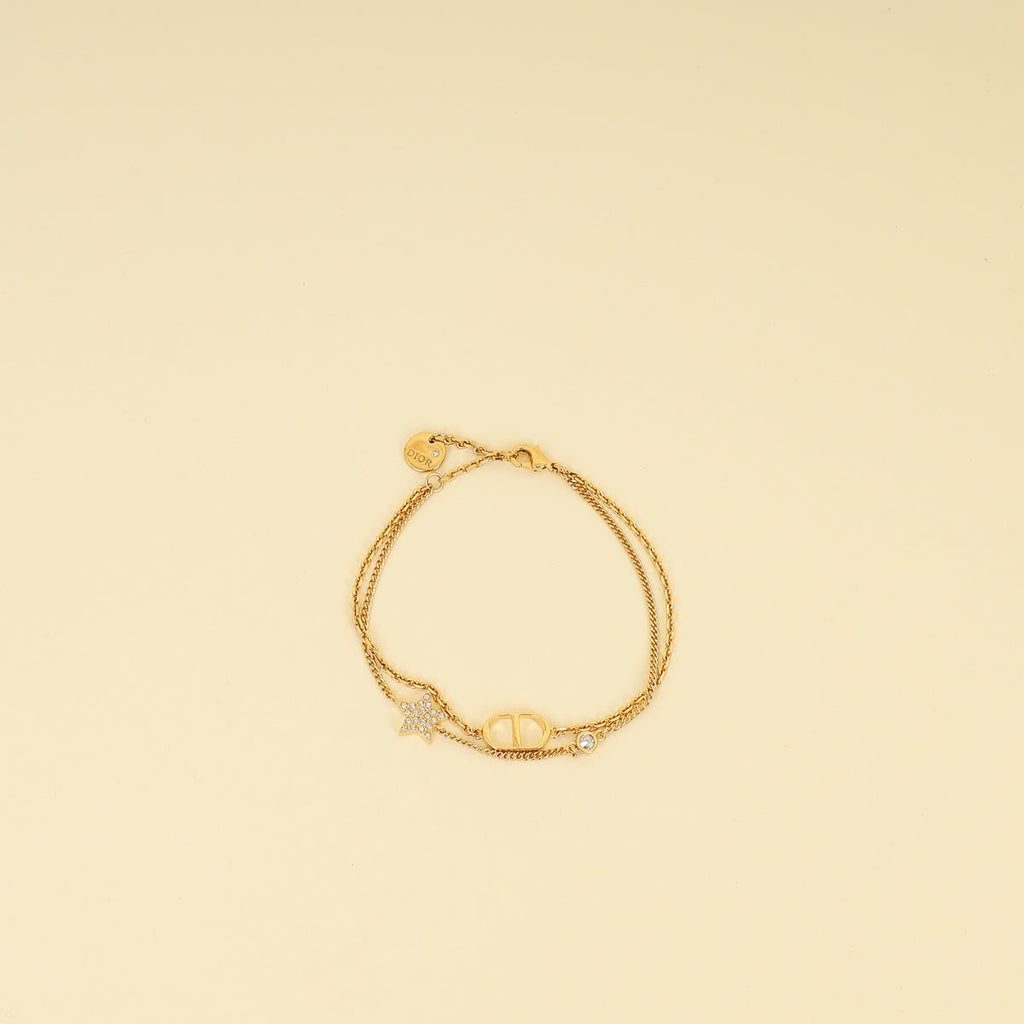 Christian Dior Gold Finish Petit CD Double Bracelet